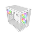Montech King 65 Pro Mid Tower Two Panel Front & Left Side Tempered Glass Case with 3 RGB Fans - White
