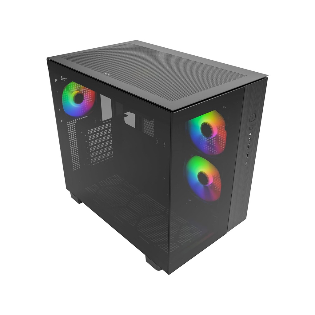 [NS027200] Montech King 65 Pro Mid Tower Two Panel Front & Left Side Tempered Glass Case with 3 RGB Fans - Black