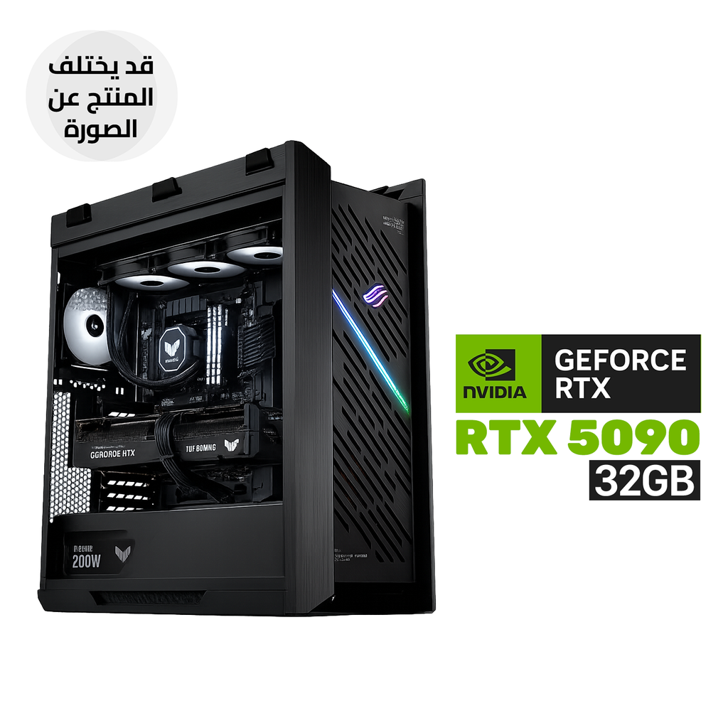 [NS033705] Gaming PC RYZEN 7-9800X3D, ASUS TUF X870 WIFI Motherboard, 32GB D5 RAM, 2TB SSD NVMe, ASUS TUF RTX 5090 32GB, ASUS TUF 1200 WATT GOLD PSU, Asus Tuff LCD L360 Liquid Cooler, ASUS Strix Helios II GX601S Case with 4 Fans, Windows 11 Pro (License)