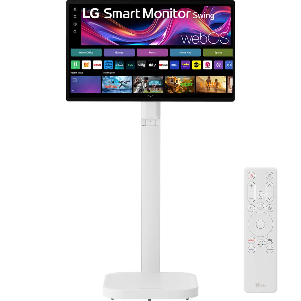 LG Smart Monitor Swing 32U889SA-W 32-Inch 4K UHD (3840x2160) IPS Touchscreen on a Fully Adjustable Wheeled Base HDR10, webOS, Built-in Speaker, HDMI, USB Type-C, Tilt/Height/Swivel/Pivot Stand, White