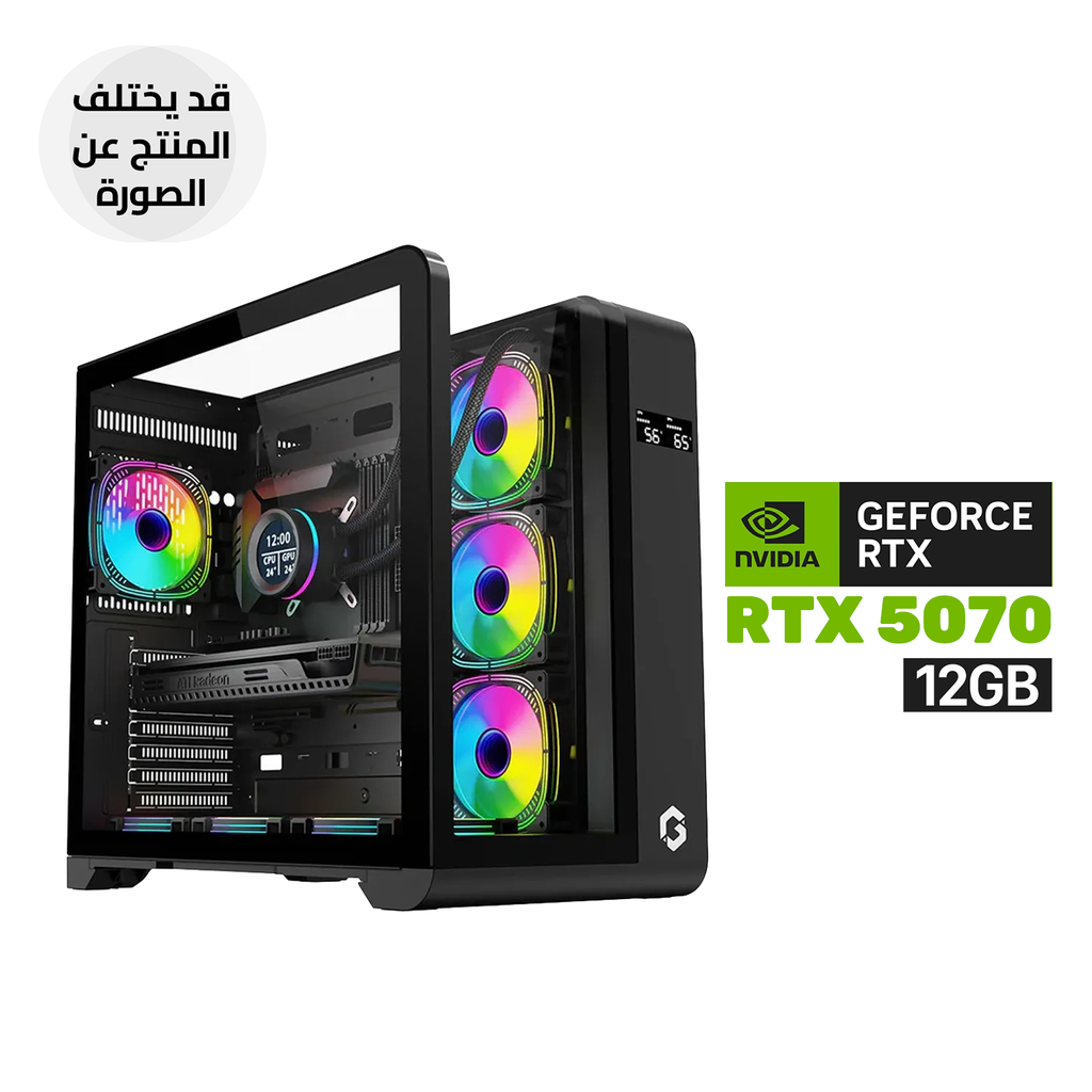 Gaming PC - Intel Core i7-14700F Processor, B760M WIFI DDR5 MotherBoard, 16GB D5 RAM, 1TB NVMe SSD, RTX 5070 12GB VGA, 850 Watt GOLD PSU, AZZA L240 Liquid Cooler, GameOn Infinity Midnight Series Case Black with 4 Fans, Windows 11 Pro License
