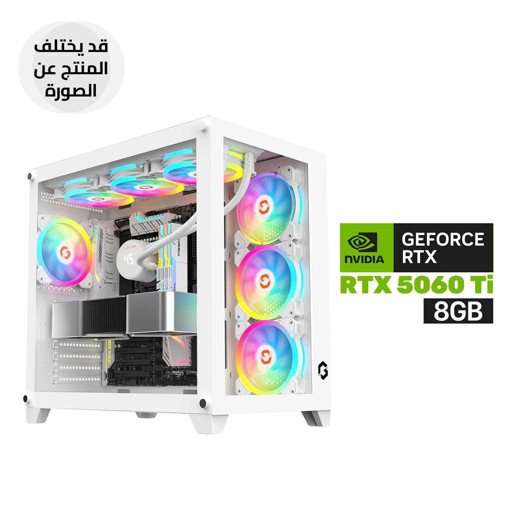 Gaming PC Intel Core Ultra 5-225F, H810 Motherboard, 16GB DDR5 RAM DDR5, 1TB SSD NVME, RTX 5060 TI 8GB VGA, 750 WATT PSU,L240 Liquid Cooler, GameOn Emperor Arctic Series White Case, 7x Pre-Installed ARGB Fans, Windows 11 Pro (License)