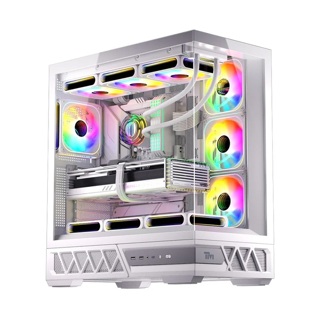 Twisted Minds Dominator Series ATX Mid Tower Gaming Case - White (7 ARGB Fans Included)