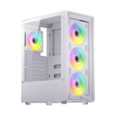 Twisted Minds Phantom Series ATX Mid Tower Gaming Case - White (4 ARGB Fans Included)