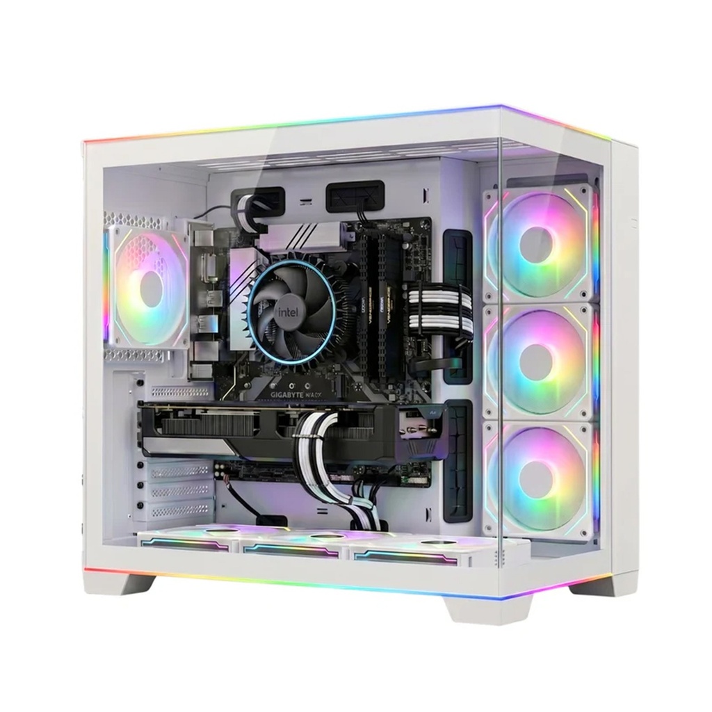 [NS033733] Twisted Minds Rampage Series ATX Mid Tower Gaming Case - White (7 ARGB Fans Included)