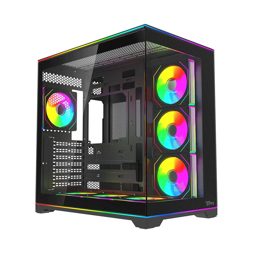 Twisted Minds Rampage Series ATX Mid Tower Gaming Case - Black (7 ARGB Fans Included)