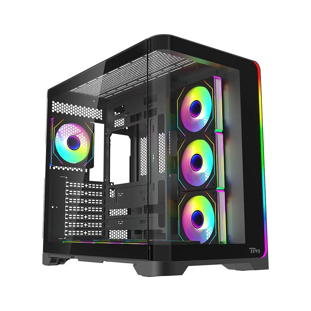 [NS033730] Twisted Minds Flux Series ATX Mid Tower Gaming Case - Black (7 ARGB Fans Included)