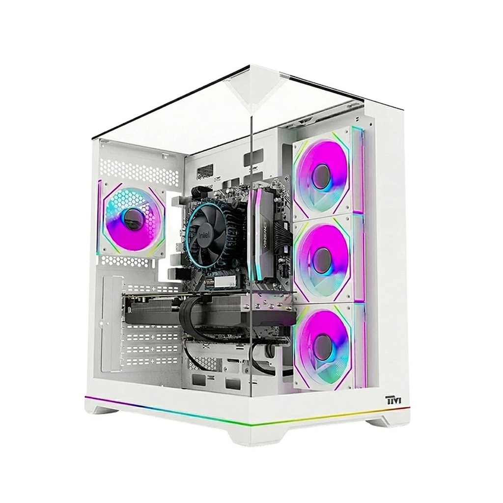 [NS033729] Twisted Minds Elite Series ATX Mid Tower Gaming Case - White (4 ARGB Fans Included)