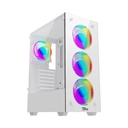 Twisted Minds Nova Series ATX Mid Tower Gaming Case - White (4 ARGB Fans Included)