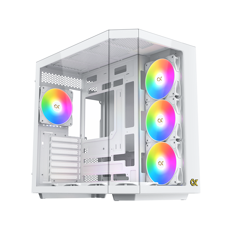 [NS026804] Xigmatek Cubi II Mid Tower ATX Front Side & Left Side Tempered Glass Panel Case with 7 ARGB Fans - White