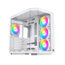 Xigmatek Cubi II Mid Tower ATX Front Side & Left Side Tempered Glass Panel Case with 7 ARGB Fans - White