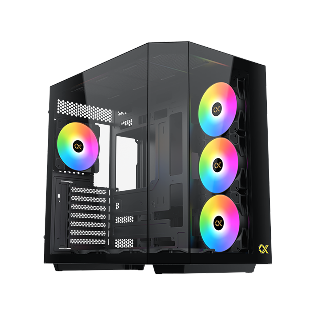 [NS026801] Xigmatek Cubi II Mid Tower ATX Front Side & Left Side Tempered Glass Panel Case with 7 ARGB Fans - Black