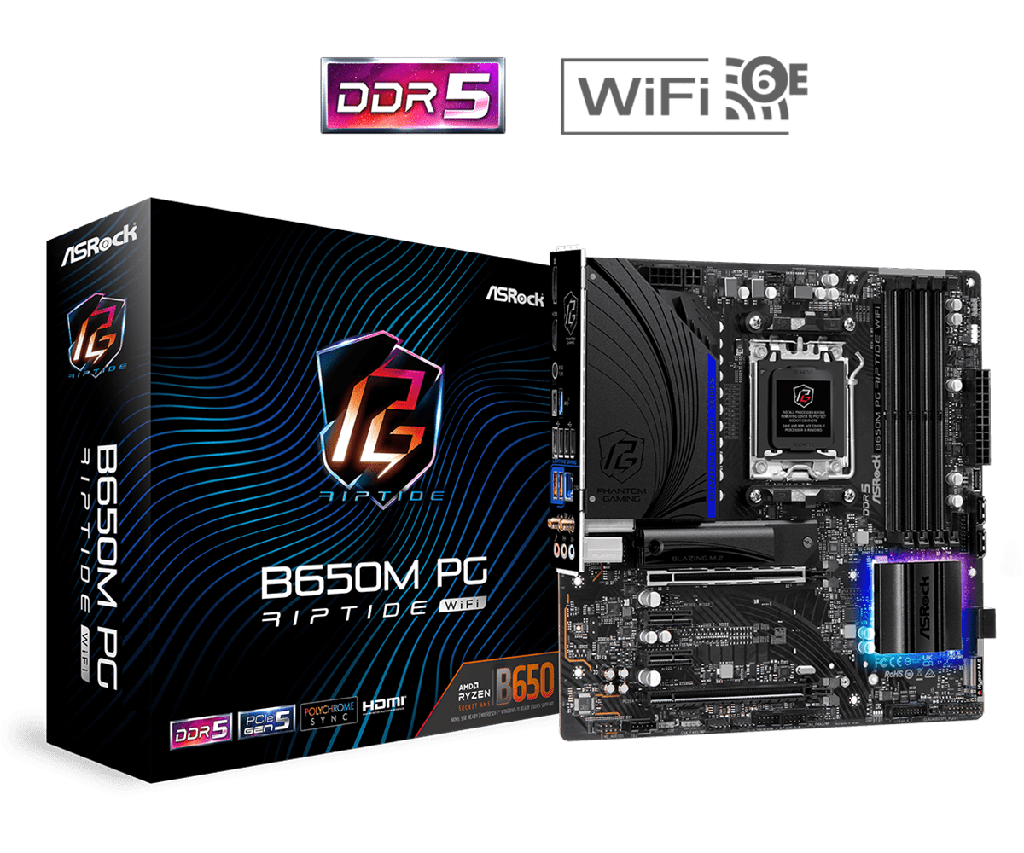 [NS039527] ASRock B650M PG Riptide WiFi - AMD Ryzen 7000 Series Processors - Motherboard