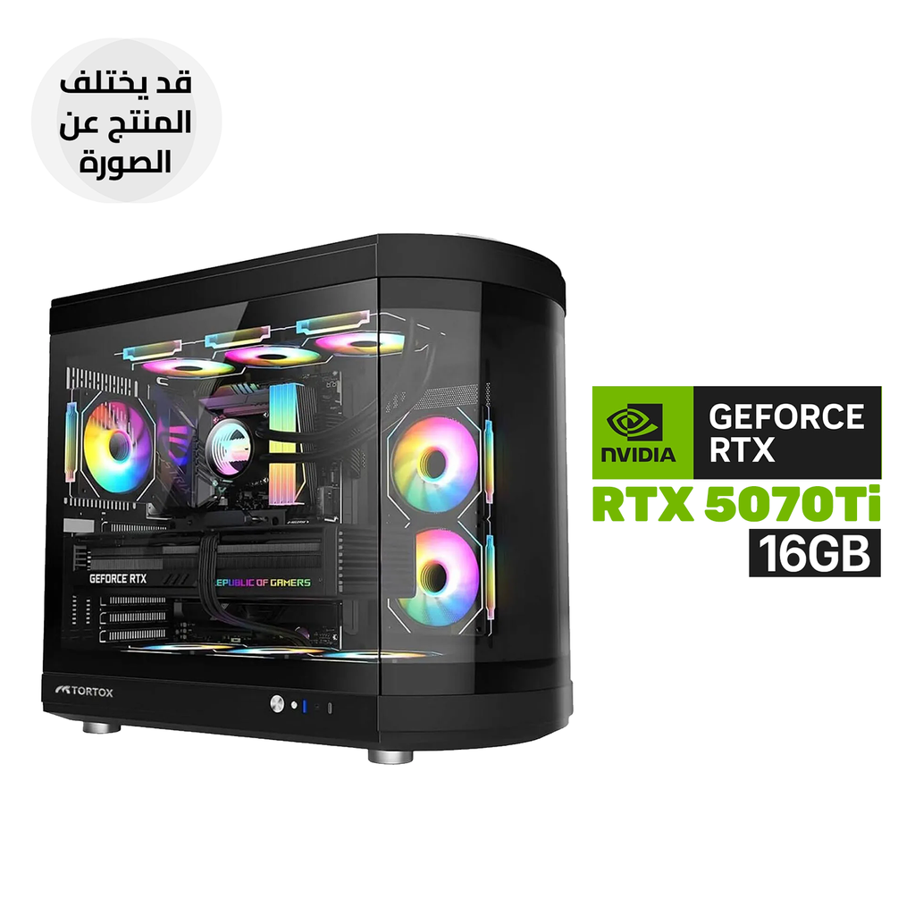 [NS039624] Gaming PC - Intel Core Ultra 7 270K PLUS Processor, Gigabyte Intel Z890 UD D5 Motherboard, 32GB D5 RAM (6000), 1TB SSD NVMe, RTX 5070 TI 16GB, 850 WATT GOLD PSU, L360 Liquid Cooler, Tortox Vidrio Curved Glass Case with 6x Fans, Windows 11 Pro (License)