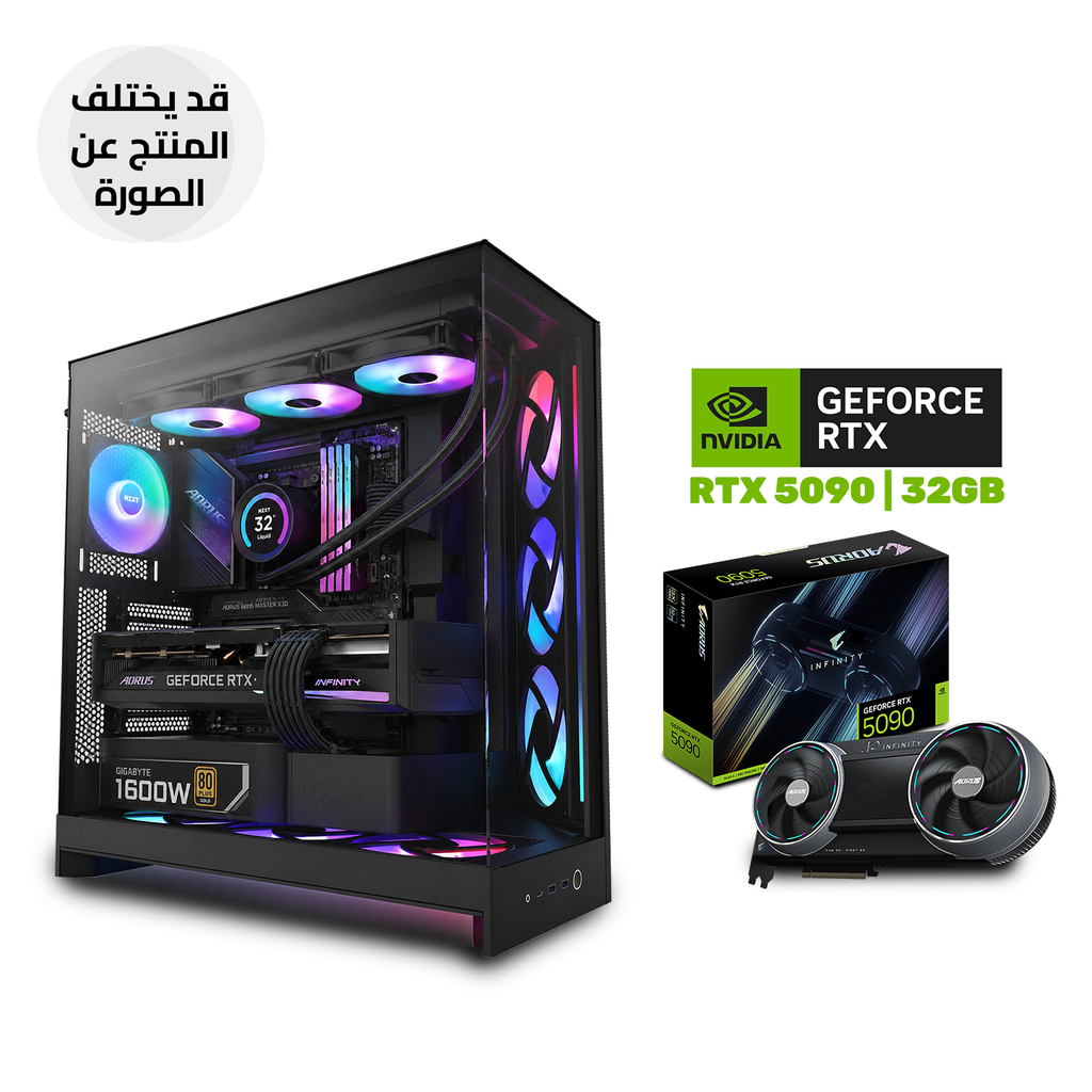 [NS039604] Gaming PC - Ryzen 9-9950X3D CPU, GIGABYTE X870E AORUS MASTER X3D MB, 64GB RAM D5 (6000), 2TB SSD NVMe GEN-5, Gigabyte AORUS RTX 5090 Infinity 32GB, GIGABYTE 1600W PSU GOLD, NZXT Kraken Elite 360 RGB With IPS LCD, NZXT H9 Flow RGB+ 7x Fan, Windows 11 Pro