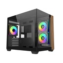 Cooler Master Elite 481 Wood Mini Tower Fornt & Left Side Tempered Glass Panel Case With 3 ARGB Fans - Black