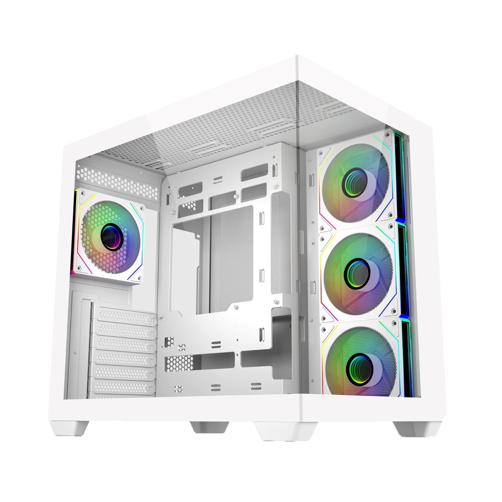 [NS039797] Cooler Master Elite 681 ATX Mid-Tower Fornt & Left Side Tempered Glass Panel Case With 4 ARGB Fans - White
