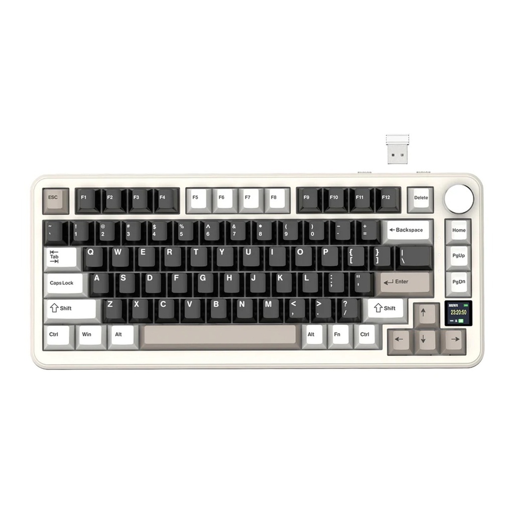 [NS039791] Attach Shark X85 Pro Wired+2.4G & BT Tri-Mode Swtich Mechanical Keyboard TFT Screen With Blueberry Switch - Cheese White