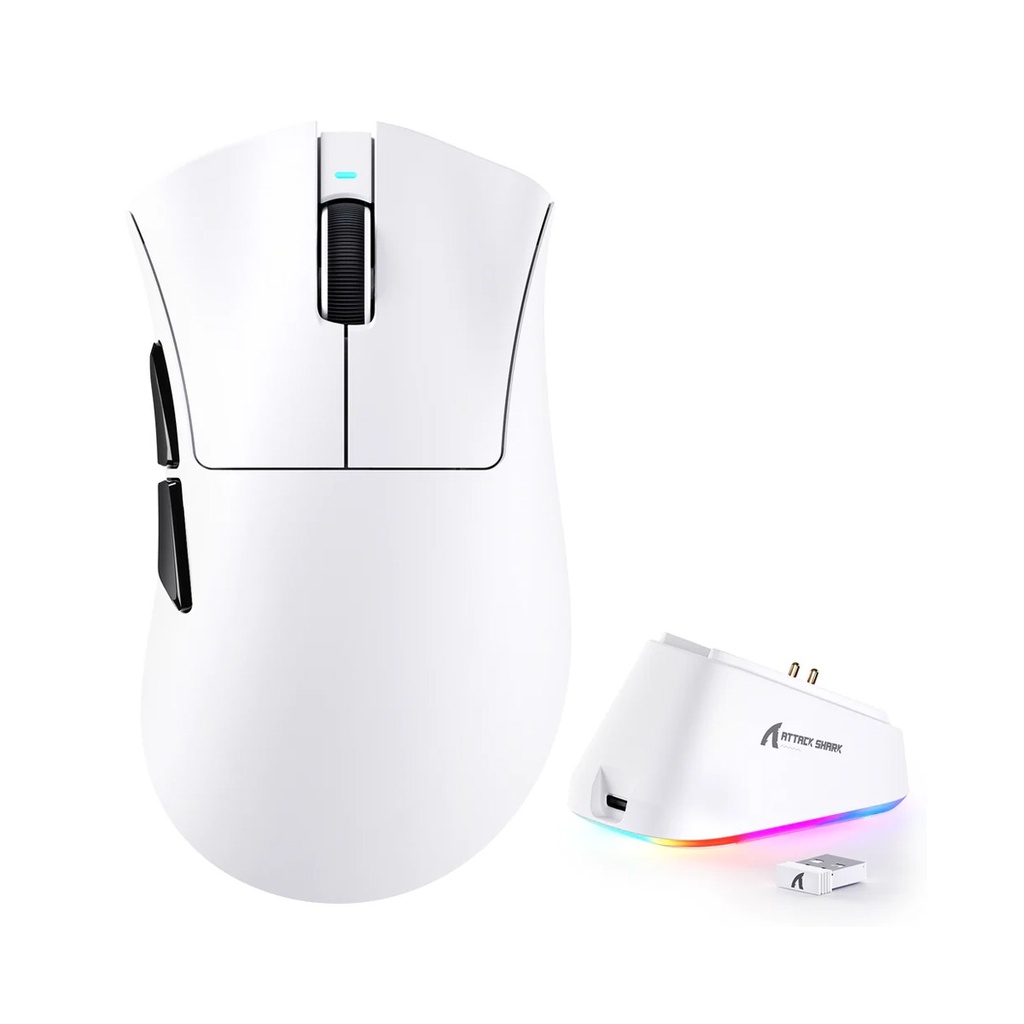 [NS039654] Attack Shark V3 Pro Wireless/Bluetooth 1K Pulling Rate 800-25000DPI With Charging Dock - White