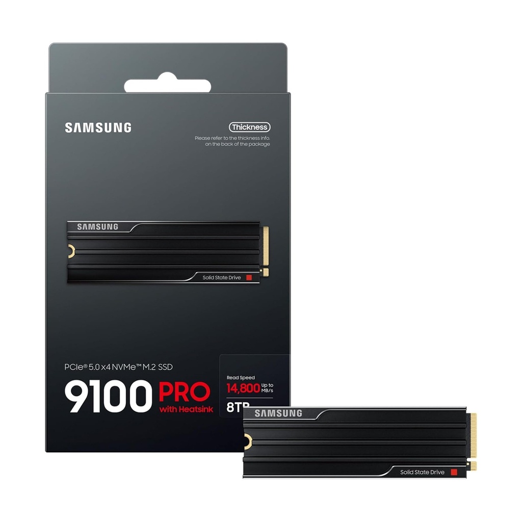 Samsung (9100 PRO) With Headsink 8TB Internal SSD PCIe Gen 5x4 NVMe, Speeds Up to 14,800 MB/s, PS Compatible
