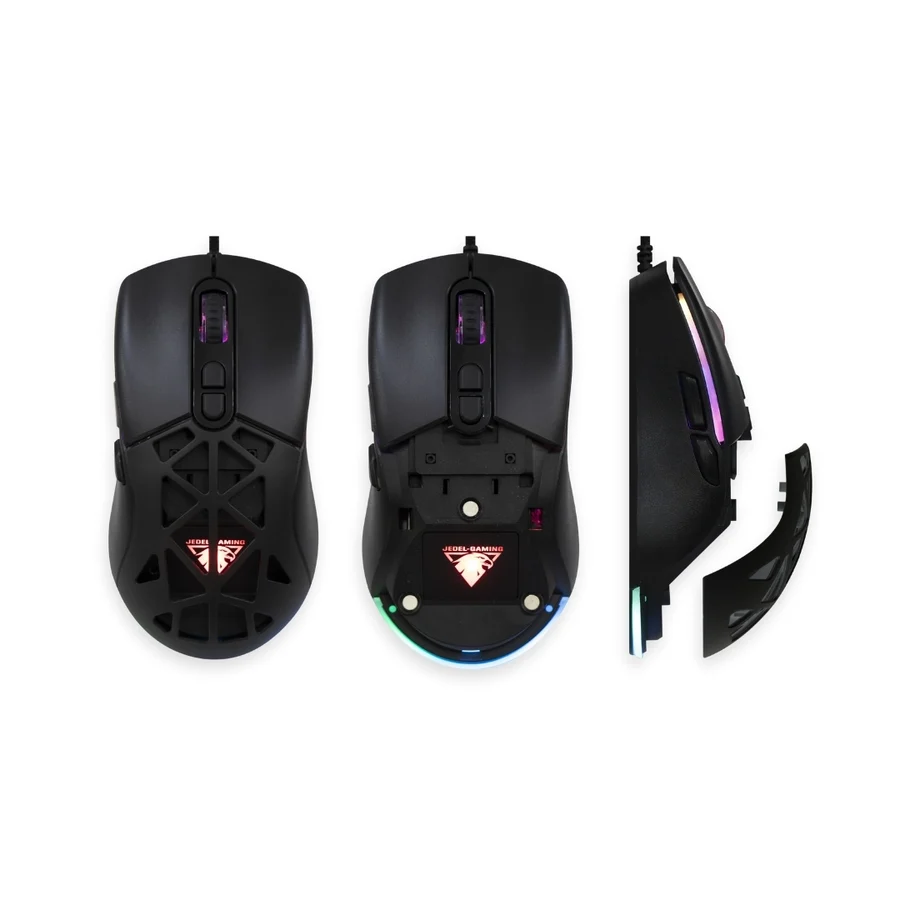 JEDEL GM1390 Wired RGB Honeycomb Gaming Mouse (Black/White)