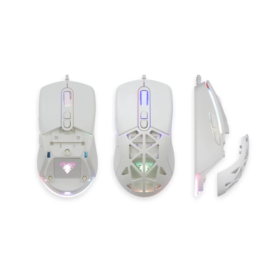 JEDEL GM1390 Wired RGB Honeycomb Gaming Mouse (Black/White)