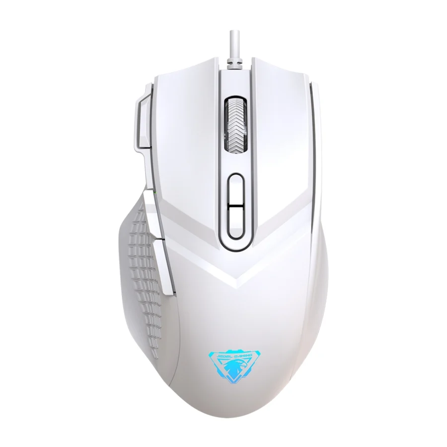 [JGW4N] JEDEL GM800 Wired RGB Gaming Mouse with 8 Customised Buttons, Adjustable DPI Up To 7200, RGB Lighting, Ergonomic Grip, Braided Cable, Plug-And-Play USB Connection, High-Precision Optical Tracking (أبيض)