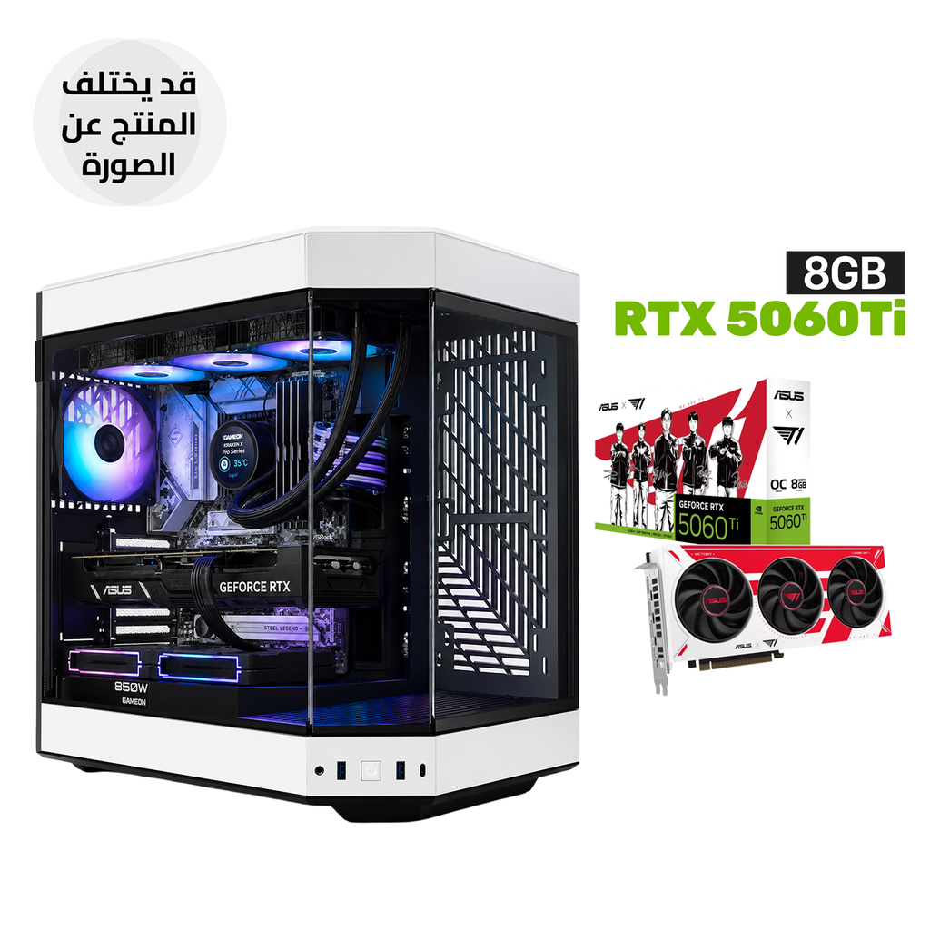 Gaming PC - i7-14700F Processor, ASRock B760M Steel Legend WIFI Motherboard, 16GB RAM D5, 1TB SSD NVMe, ASUS T1 GeForce RTX 5060 Ti 8GB, 850 WATT PSU, GAMEON KRAKEN X Pro Series N360 LCD Liquid Cooler, HYTE Y60 Case 3x Fans, Win 11 Pro (License)