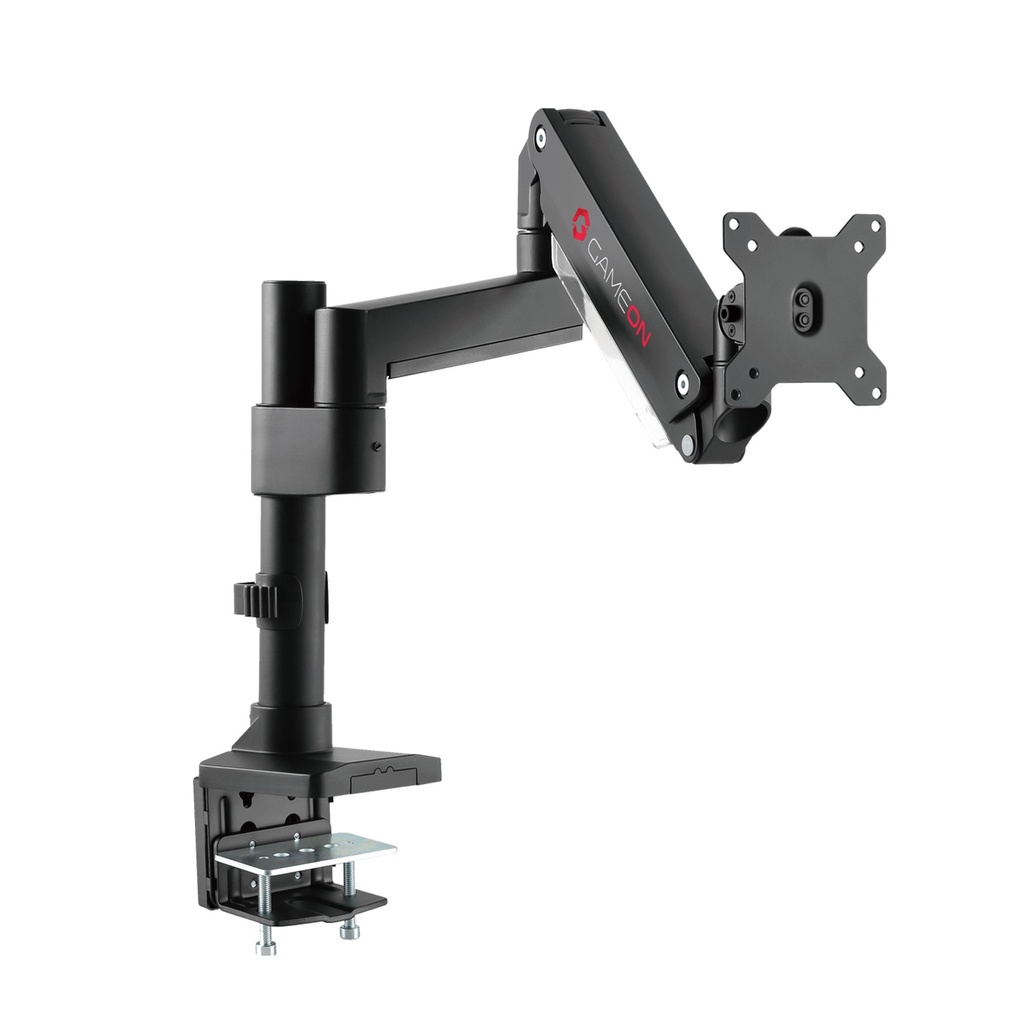 [GO-2083] GameOn Elite Pole-Mounted Aluminum Heavy-Duty Gas Spring Single Monitor Arm (17" - 49")