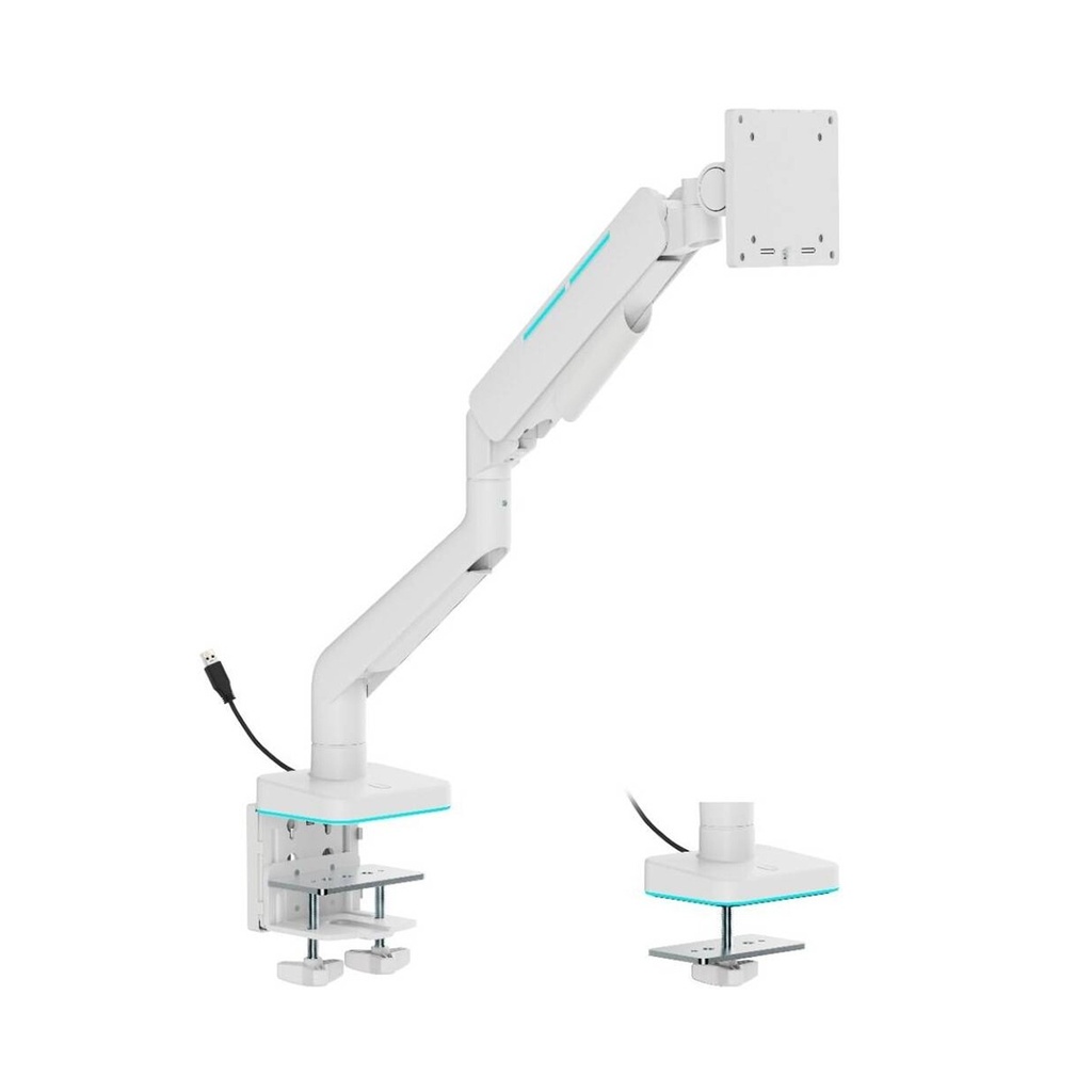 [GT-PVT-WH-001] Gamertek Pivot Single RGB Monitor Arm, (Fit Screen Size 17" - 49") - White