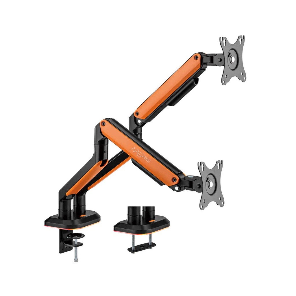 [SA-MS02-Orange] Sades APEP Dual Monitor Arm RGB Screen Rotation Vesa Compatible - Orange (Fit Screen Size 17" - 32" Flat/Curved)