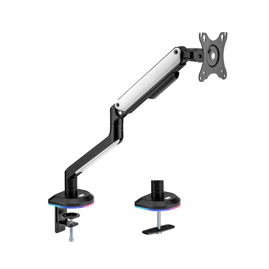 Sades APEP Single Monitor Arm RGB Screen Rotation Vesa Compatible - White (Fit Screen Size 17" - 32" Flat/Curved)