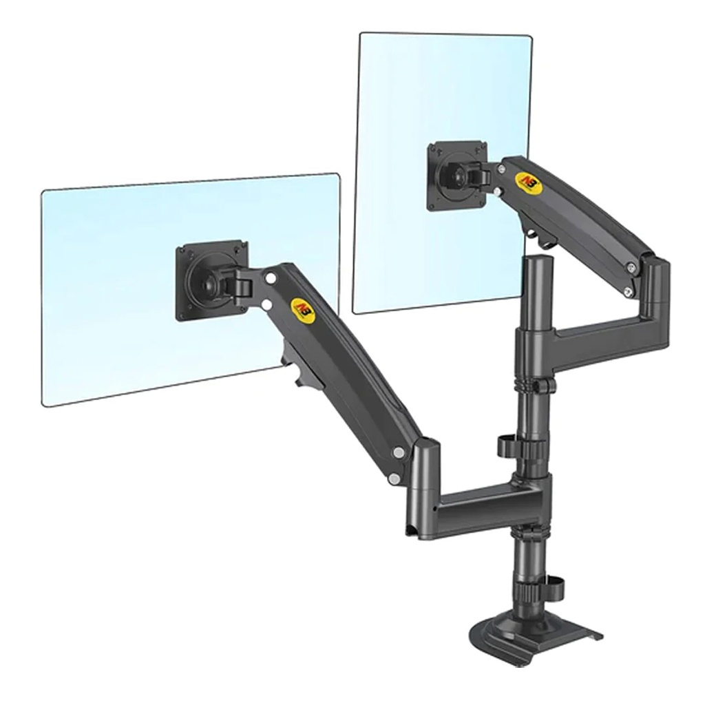 [1001030986] North Bayou H180 Double Extension (17"-27") Gas-Strut Flexi Mount Dual Screen Desktop Built With Ergonomics Concepts