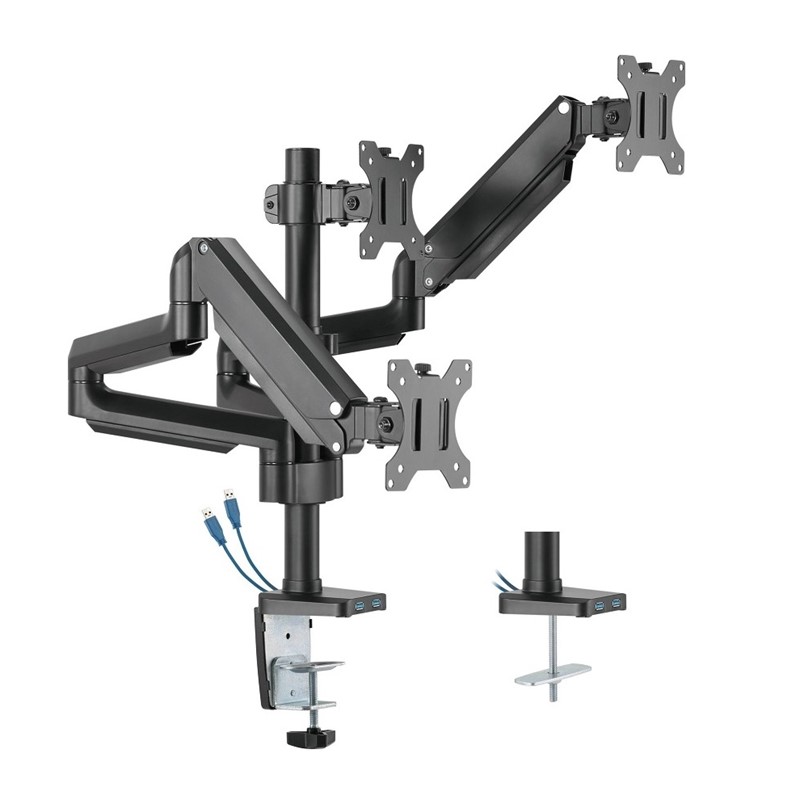 [TM-26-C018UP] Twisted Minds Triple Monitor Arm with Dual 3.0 USB Port (17"-27" Flat & Curved Monitors)