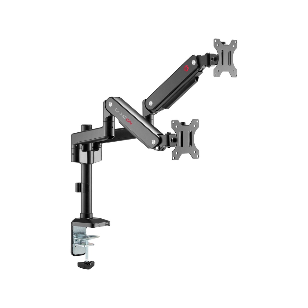 [GO-2045] GAMEON Pole Mounted Gas Spring Dual Monitor Arm Stand And Mount For Gaming And Office Use (17" - 32") Each Arm Up To 9 KG - Black