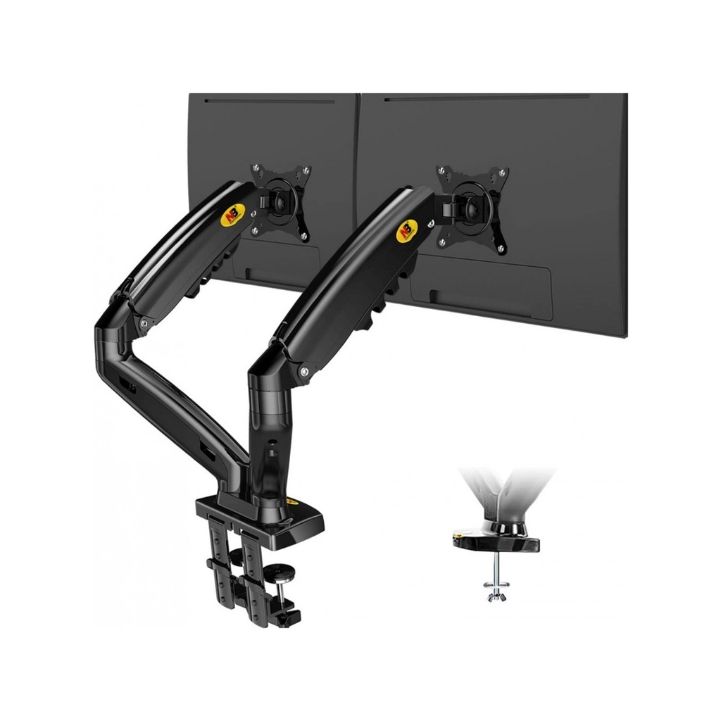 [1001070974] North Bayou F160 Dual Screens Arm (17"-27") Gas-Strut Flexi Mount Desktop Built With Interactive Ergonomical Concepts