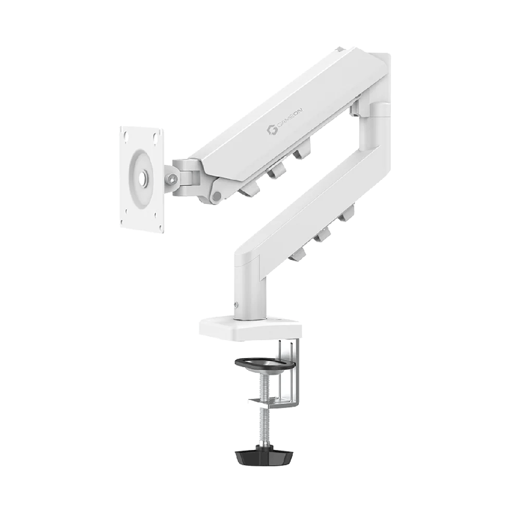 GameOn GO-5501 Gas Mechanical Spring Single Monitor Arm For Gaming And Office Use - White