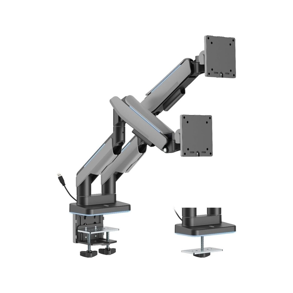 [GT-PVT-BK-002] Gamertek Pivot Dual RGB Monitor Arm, (Fit Screen Size 17" - 35") - Black