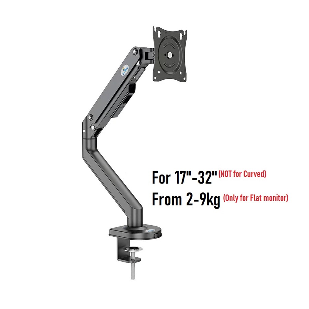 [ZENO] ZENO M8 Gas Strut Single Monitor Full Motion Height Swivel Tilt Rotation Adjustable Monitor Arm 17″ – 32″