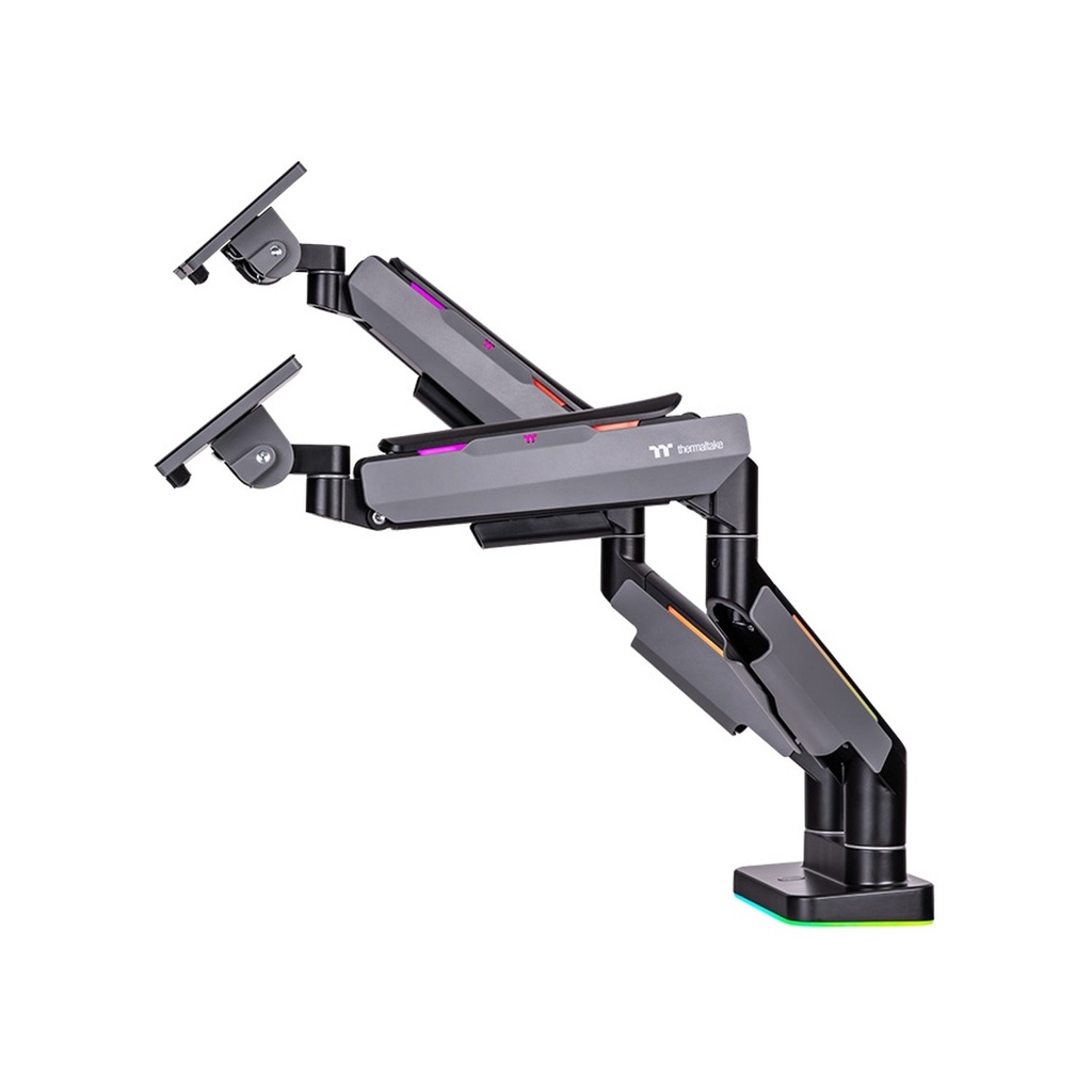 [GEA-MSRDMSBLK01] ThermalTake Dual Monitor Arm (17" To 35") Gas Spring, Cable Management, 2-20KG, RGB Lighting Effects