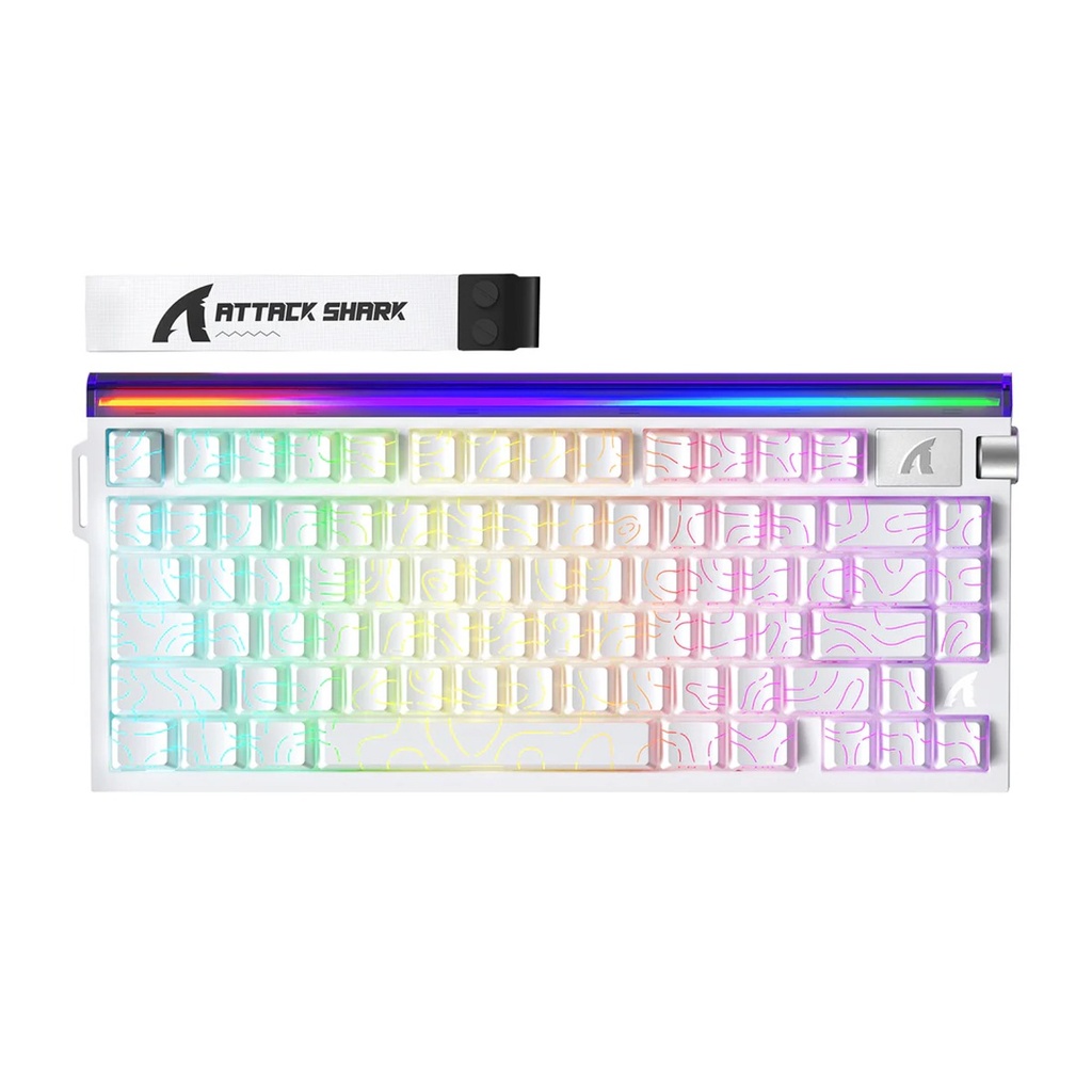 Attack Shark R85 HE Wired Magnetic Swtich mechanical Keyboard 8000hz Polling Rate, 0.005mm RT Purple Mandrel Switch - White Contour
