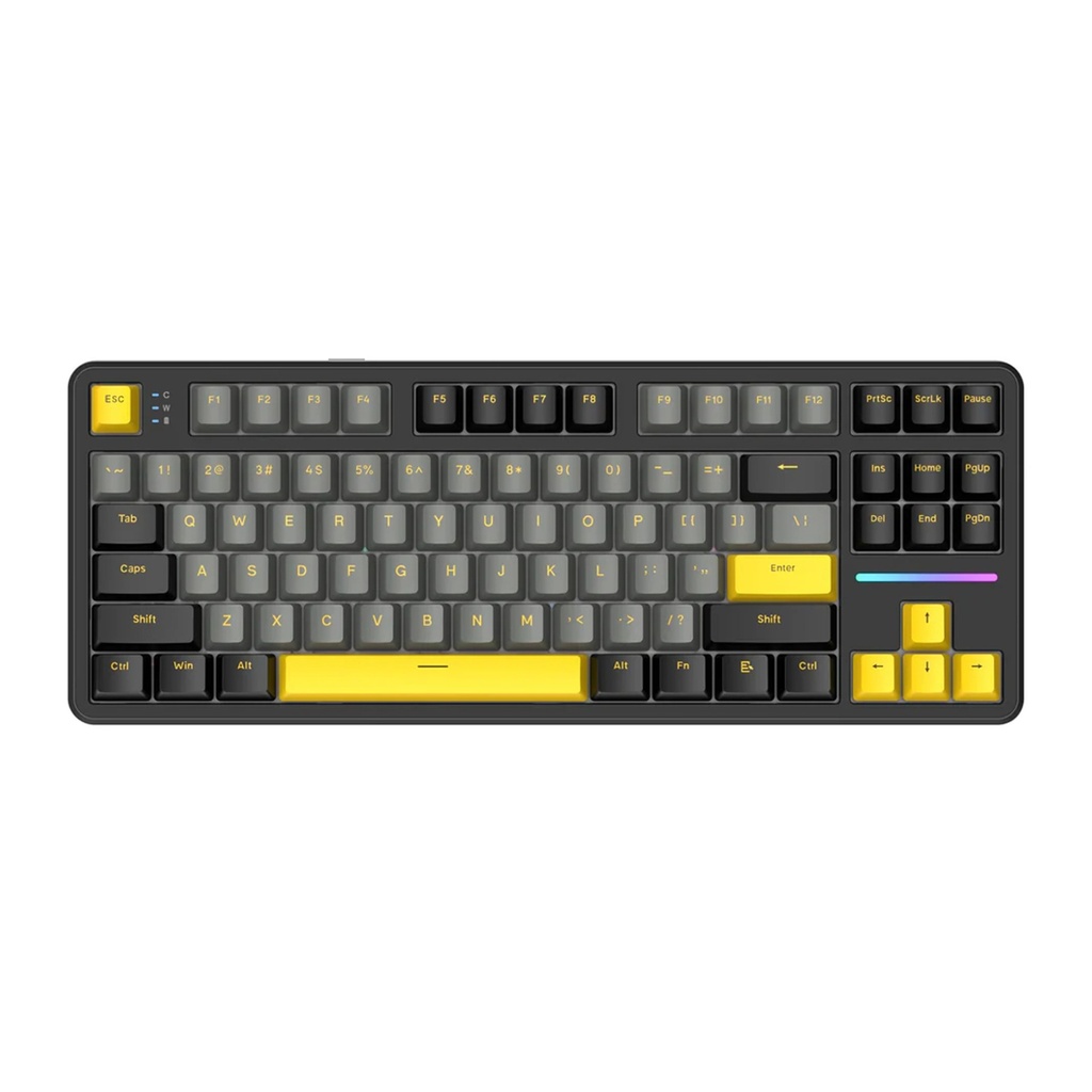 [X87] Attack Shark X87 RGB Wired+2.4G & BT Tri-Mode Switch Keybaord RGB backLit, Macro Programmable - Star Black + Strawberry Swtich
