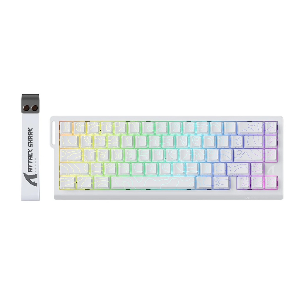 Attack Shark X68 HE Magnetic Swtich Keyboard 66Key Layout, PBT KeyCaps, RGB Light Effect For PC, Andriod, IOS, Mac - White Contour
