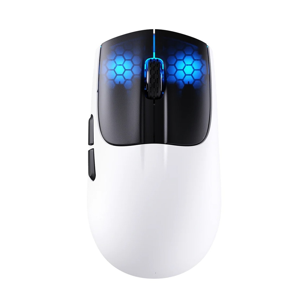 Attack Shark X5 RGB Wired+2.4Gz & BT Connection, Light Weight Design, Ergonomic Design 4000DPI Adustment - Black + White