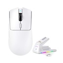 Attach Shark X1 PAW3395 Pro Wired+2.4G & BT Connections 50-40000DPI 100 Million Times Switch with RGB Charging Dock - White