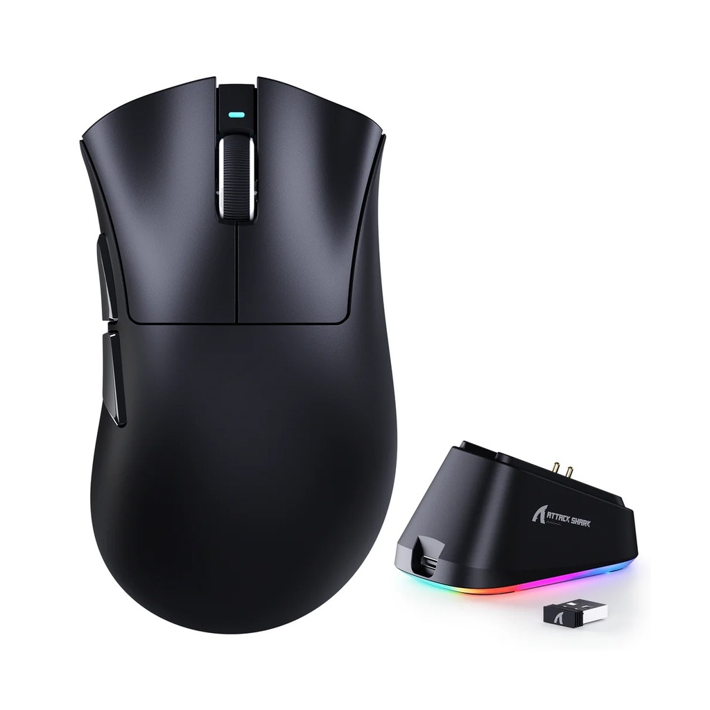 [V3PRO-BLACK] Attack Shark V3 Pro Wireless/Bluetooth 1K Pulling Rate 800-25000DPI With Charging Dock - Black