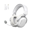Attack Shark L30 Pro Wired+2.4G & BT Tri-Mode Gaming Headset, Omnidirectional Microphone Wireless Range Upto 10 Meter - White & Silver