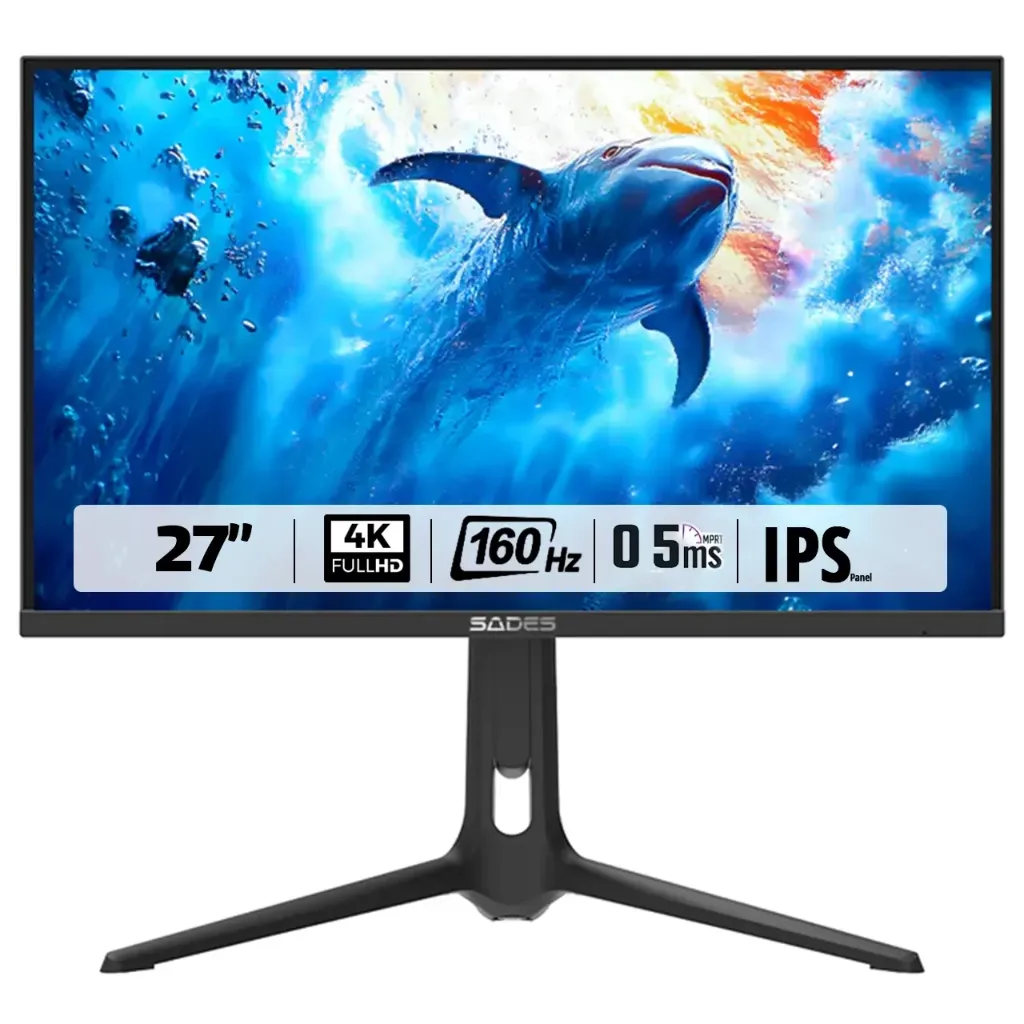 Sades RS-Dolphin 27" IPS Panel Dual Mode (4K 160Hz & FHD 320Hz) 0.5ms HDMI 2.1, Rear RGB Lightning Wide Angle Gaming Monitor - Black