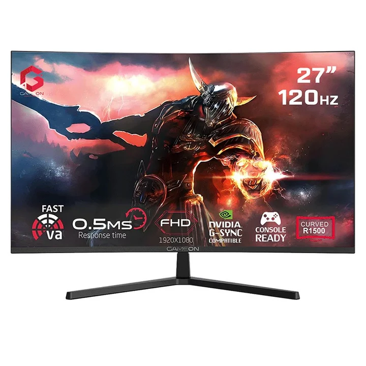 [GG20U] GAMEON GC27F120VA Pro Series 27'' FHD, 120Hz, MPRT 0.5ms, HDMI 2.1, Fast VA Panel Curved Gaming Monitor 1500R, 16:9 (Supports PS5) - Black