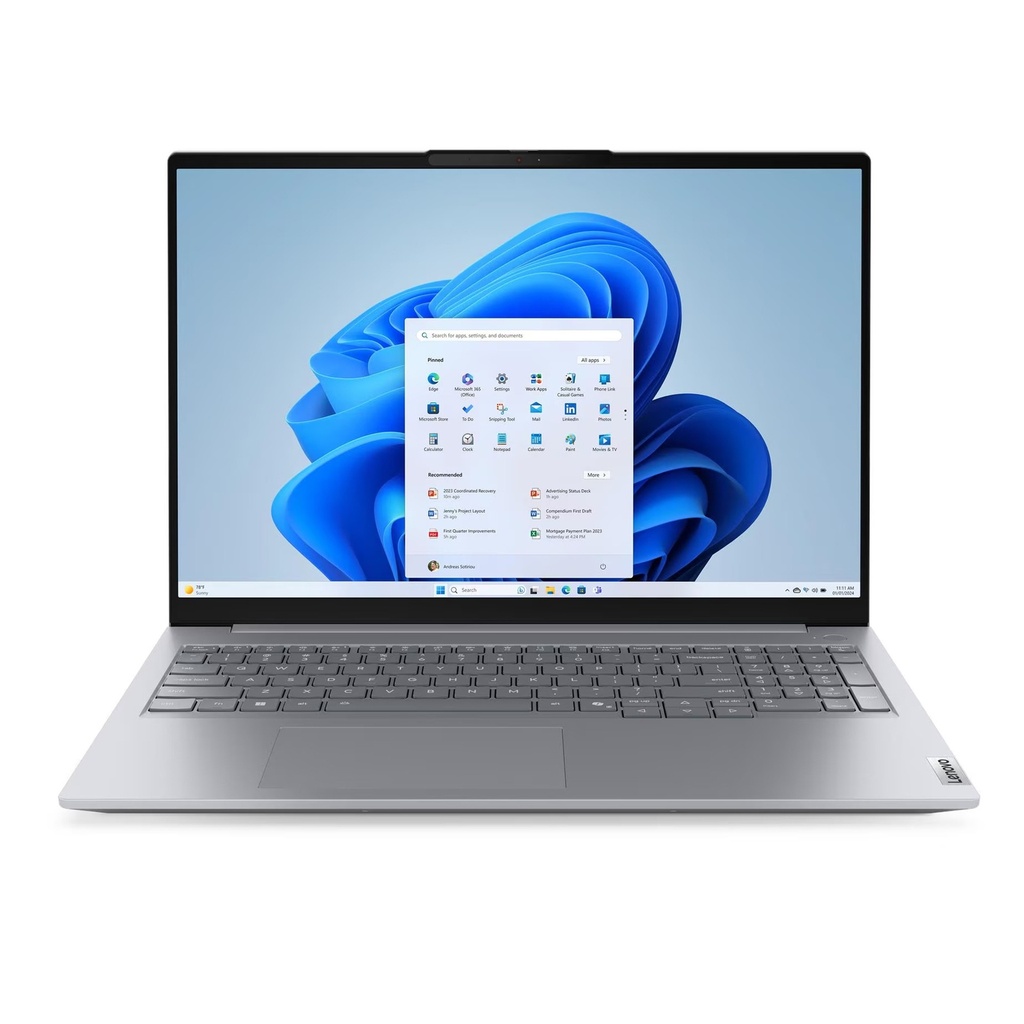 [21SK0027GR] Lenovo ThinkBook 16 G8 IAL Laptop, Intel Core Ultra 5 225U Processor, 16GB DDR5 RAM, 512GB SSD NVMe, Integrated Intel Graphics, 16" WUXGA IPS Display, Backlit Keyboard, Windows 11 Pro (License), Arctic Grey | 21SK0027GR